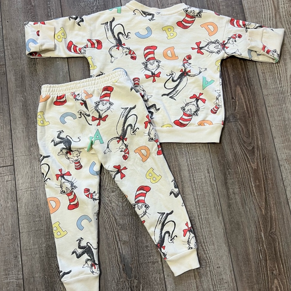 Dr Seuss "Cat In The Hat" 2pc Toddler Boy's Jogger Suit - Picture 2 of 3
